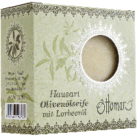 Ottoman Hausart Olivenölseife mit Lorbeeröl verpackt
