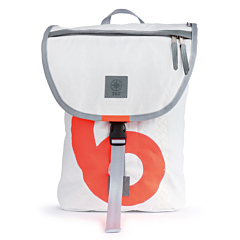 360° Landgang Mini | Rucksack Segel weiss Zahl neonorange