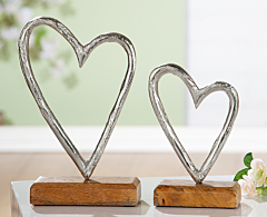 GILDE Standrelief "Herz" Aluminium und Holz