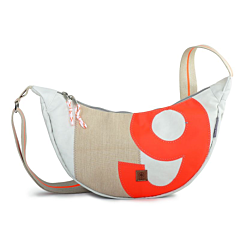 360° Roop L | Halbmondtasche, weiß, Persenning sand, Zahl orange, Gurt sand
