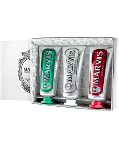 Marvis 3 Flavour Box = Classic Strong Mint 25 ml + Whitening Mint 25 ml + Cinnamon Mint 25 ml