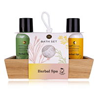 Accentra Herbal Spa Badeset mit Holzschale und Netzschwamm